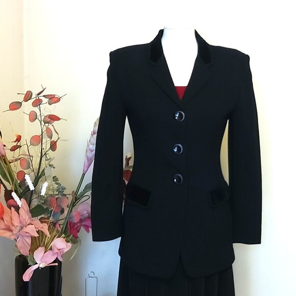 VTG LIZ CLAIBORNE Collection Women's High Quality Lined Black Blazer Jacket 10 - Picture 2 of 11